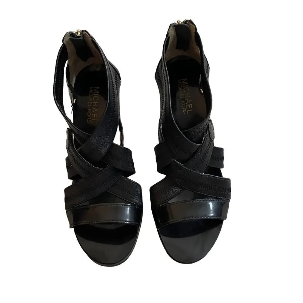 Michael Kors Robertson Black Strappy Sandals Heels Size 6